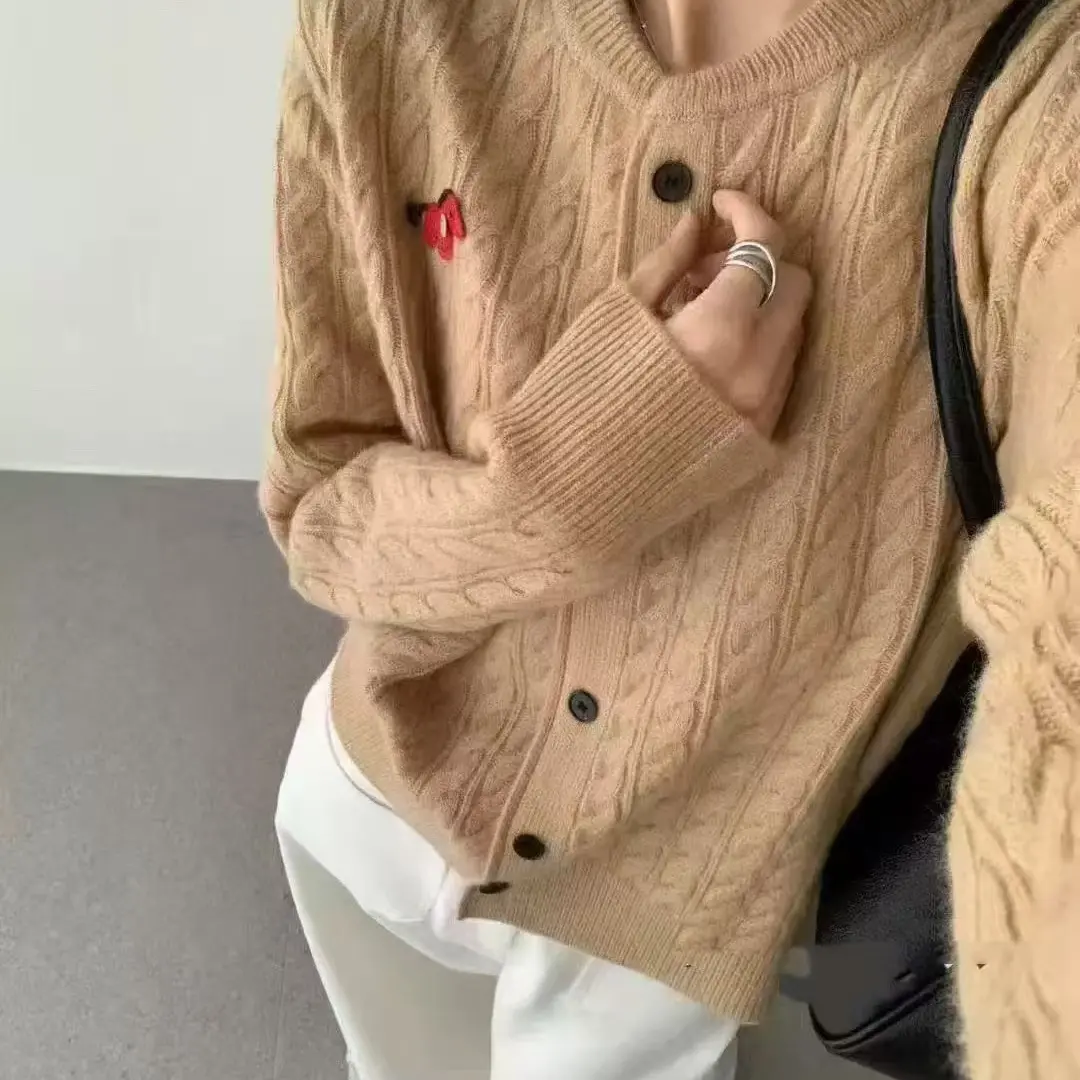 7557#戴戴品质韩系温柔风气质显瘦开衫毛衣