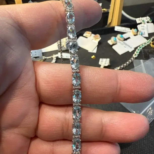 银镶镀金海蓝宝手链