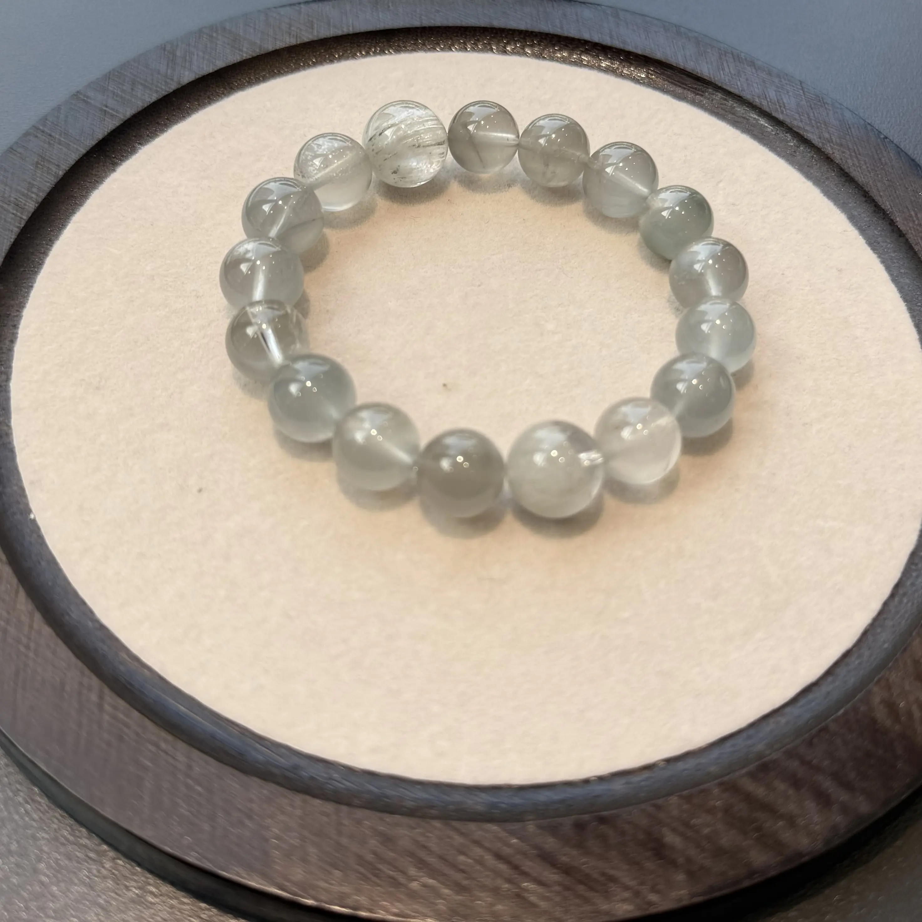 天然水晶果冻体兔毛单圈手串