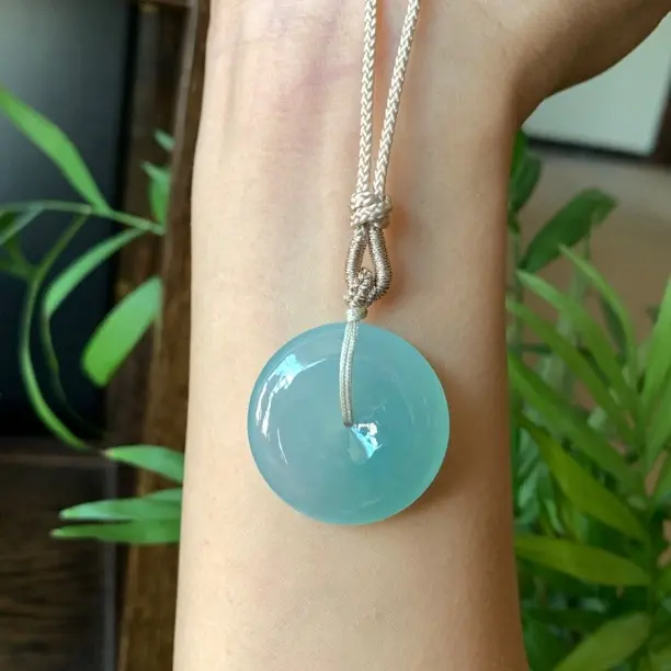 天然缅甸翡翠A货平安扣冰润冰糯种29.8-6.3