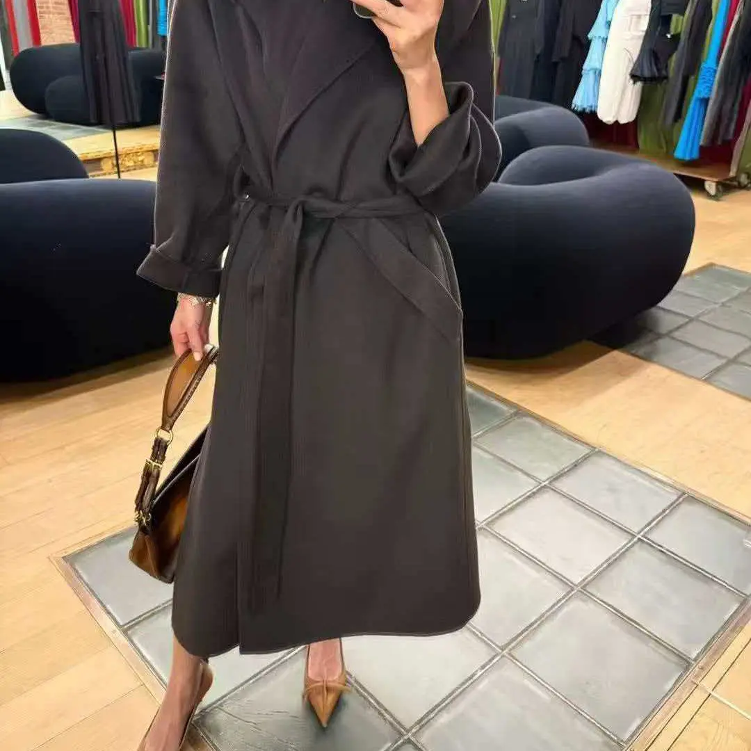 容光焕发貂领双面羊毛羊绒大衣长款外套