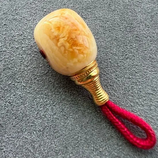 18K金塔三通天然原矿沁色蜜蜡精工分体配饰