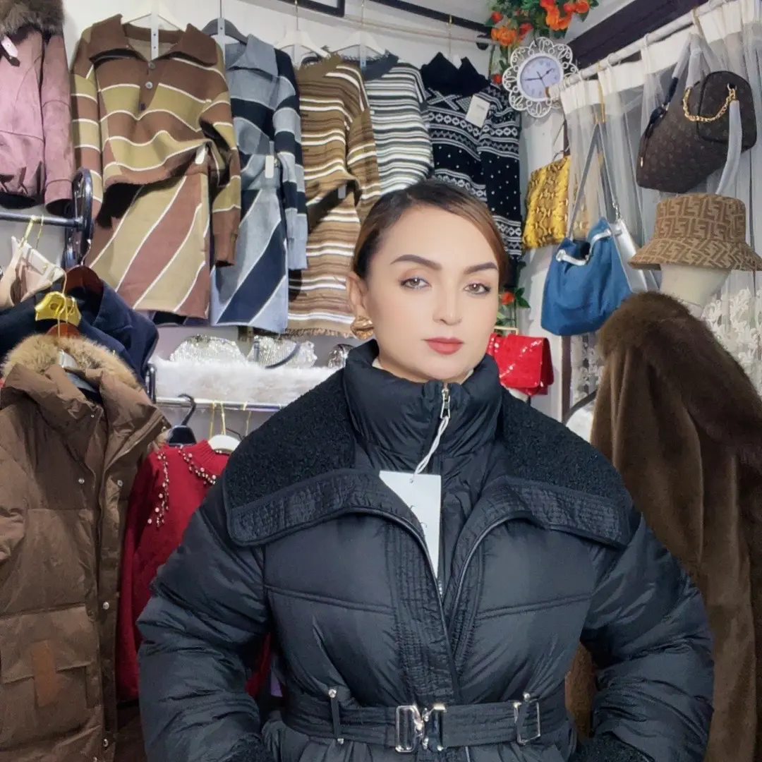 女士冬季新款收腰显瘦韩版中长款大毛领