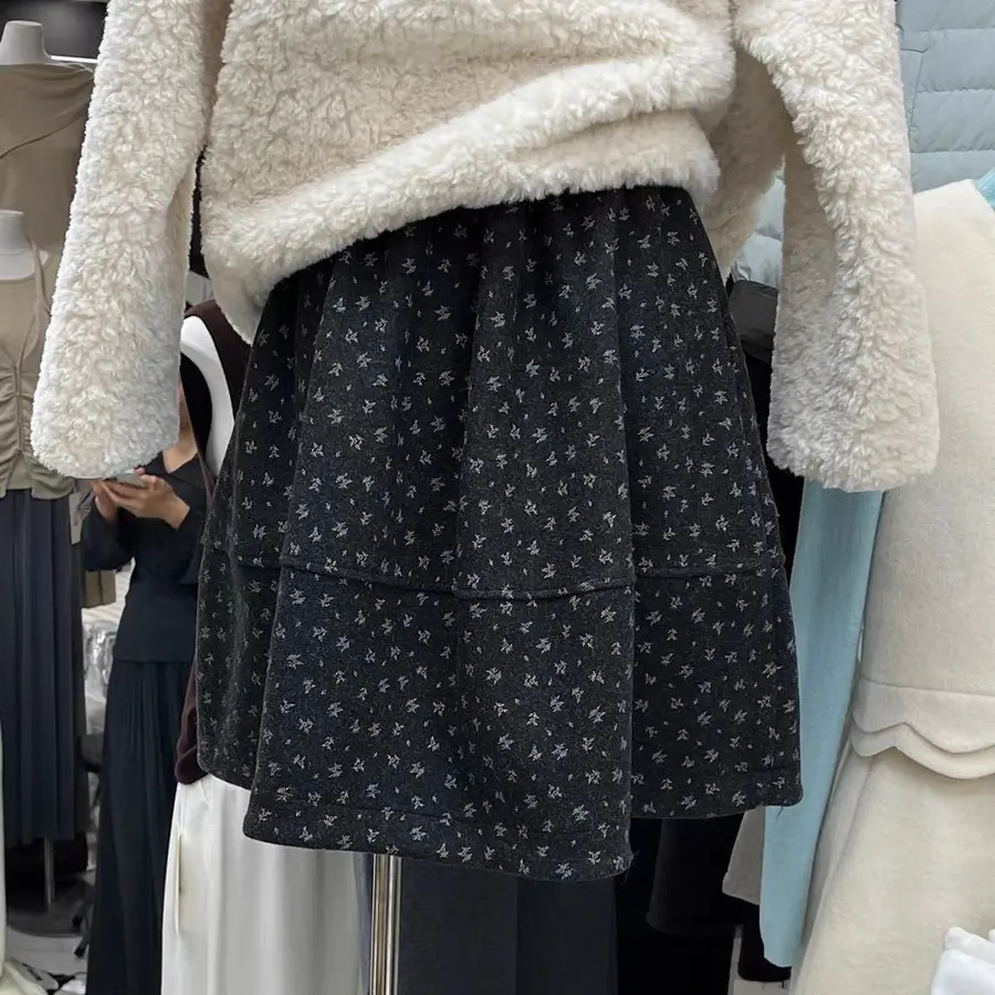 冬季小个子新款韩版甜美高腰碎花半身裙减龄显瘦通勤百搭
