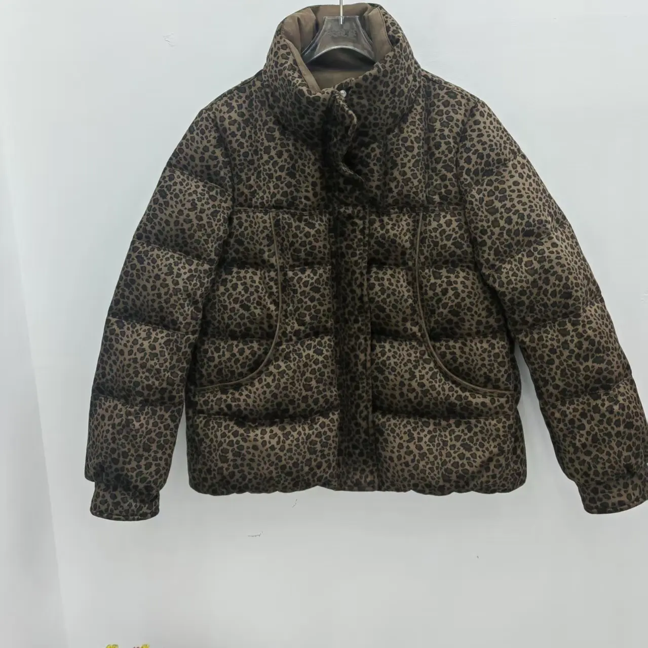 冬季新款时尚百搭豹纹女士棉衣