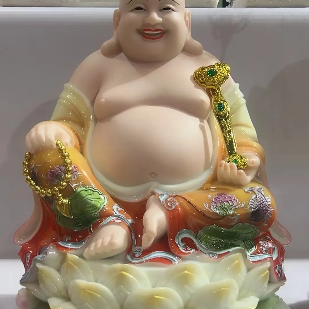 汉白玉实心家用客厅供奉西方四圣全堂佛19寸