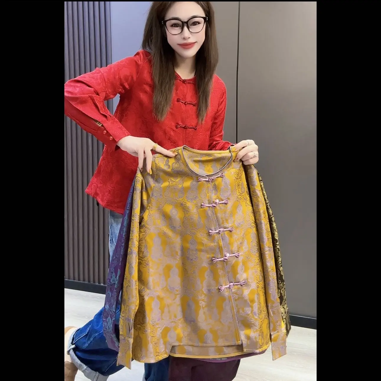 新中式国风圆领提花显瘦时尚百搭女款上衣