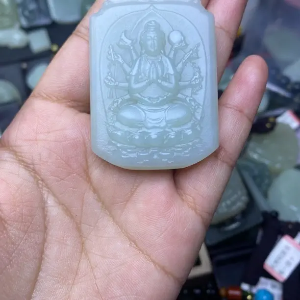 白玉观音男士玉石挂件玉佩保平安饰品