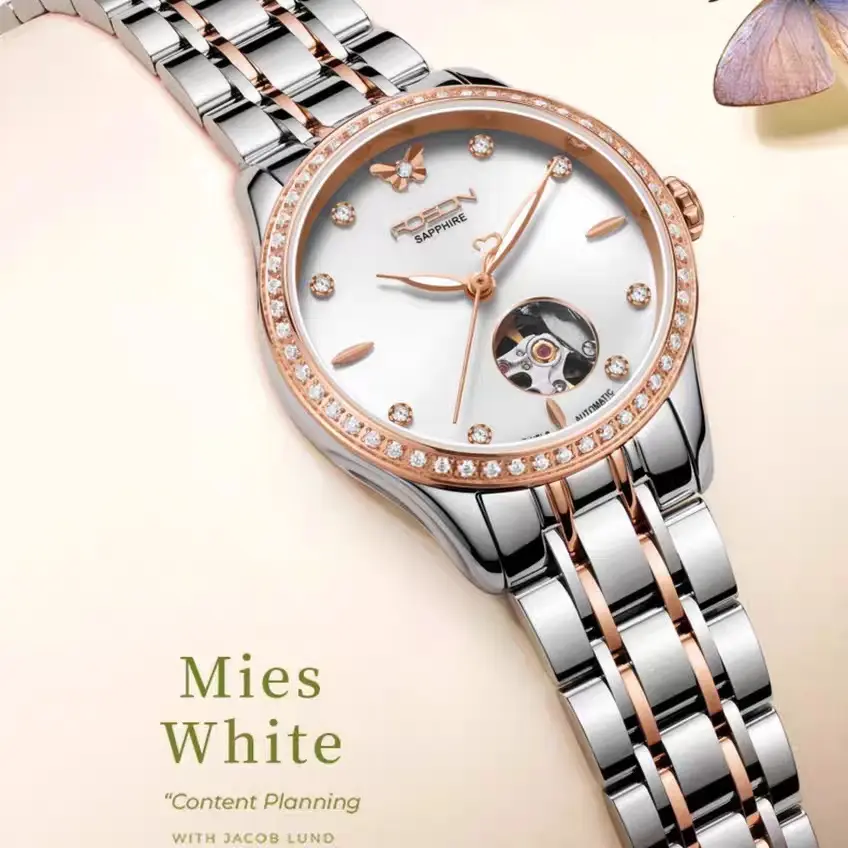 新款时尚潮流防水全自动单日历女士手表轻奢气质