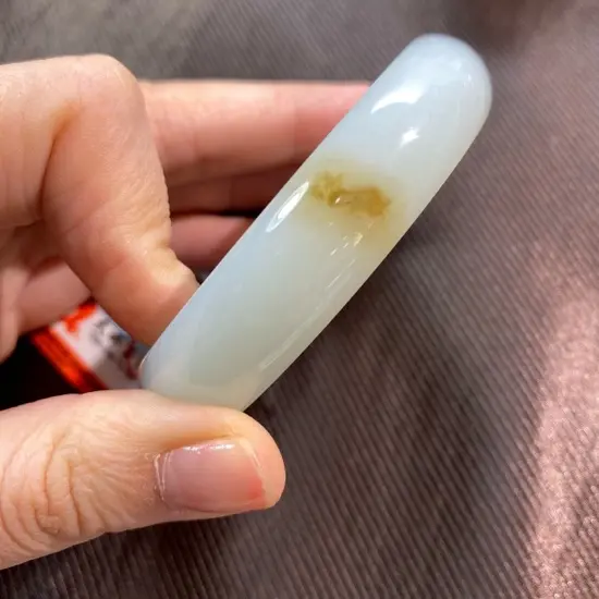 【天娇玉脉】新疆且末羊脂糖白料一口糖宽条手镯