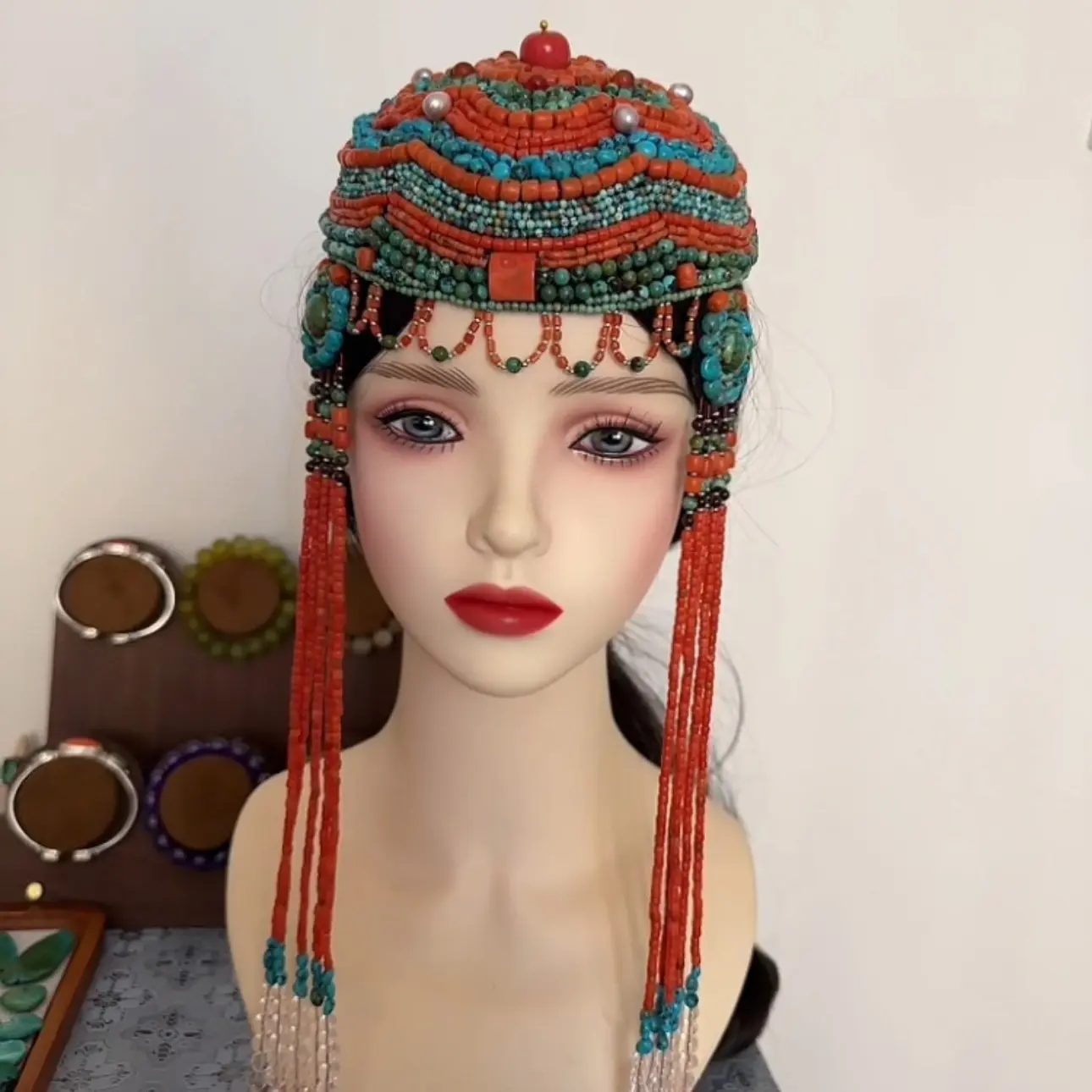 原创民族风老闪闪老旭日乌优头饰帽子