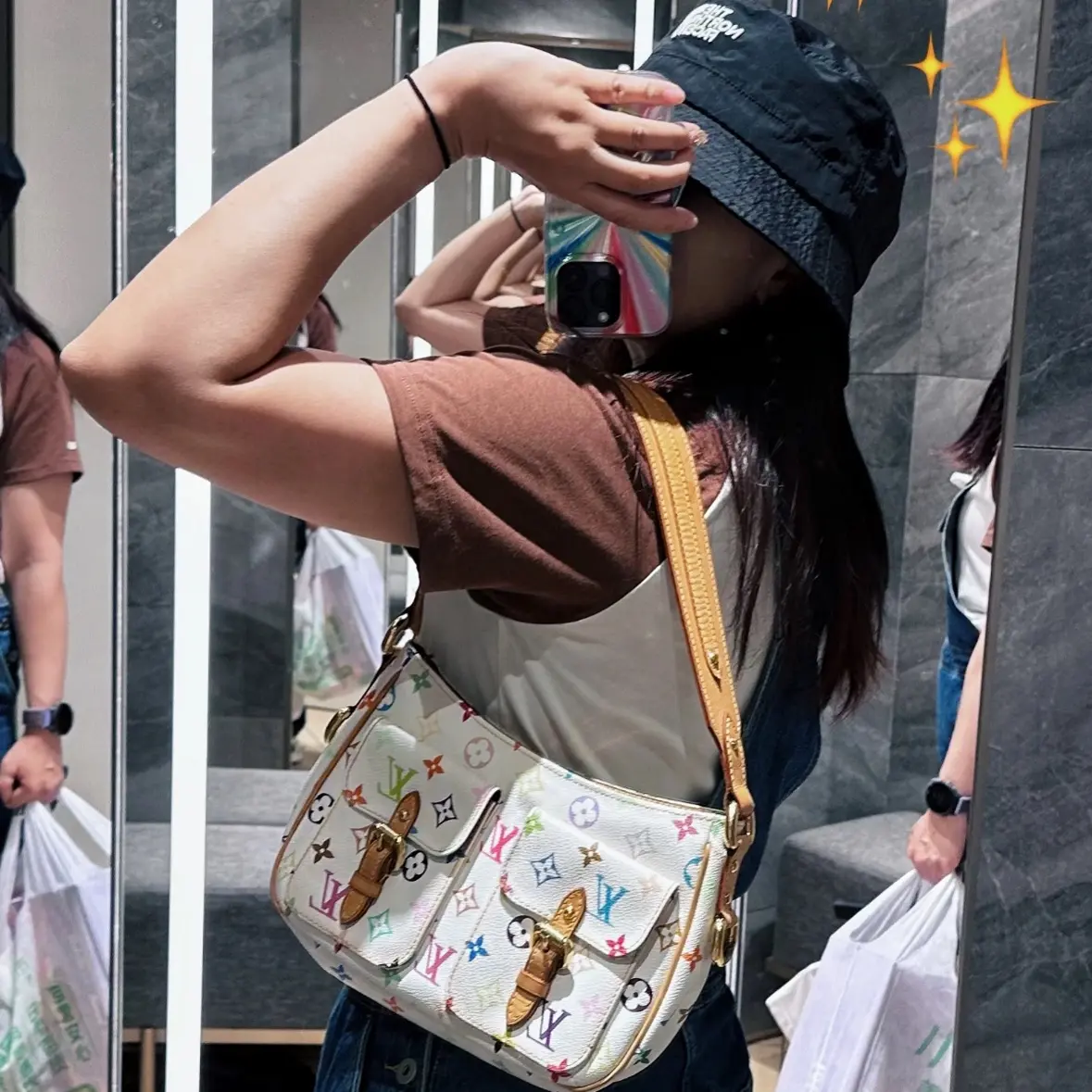 90新 LouisVuitton/路易威登 Lv白三彩剑桥972954