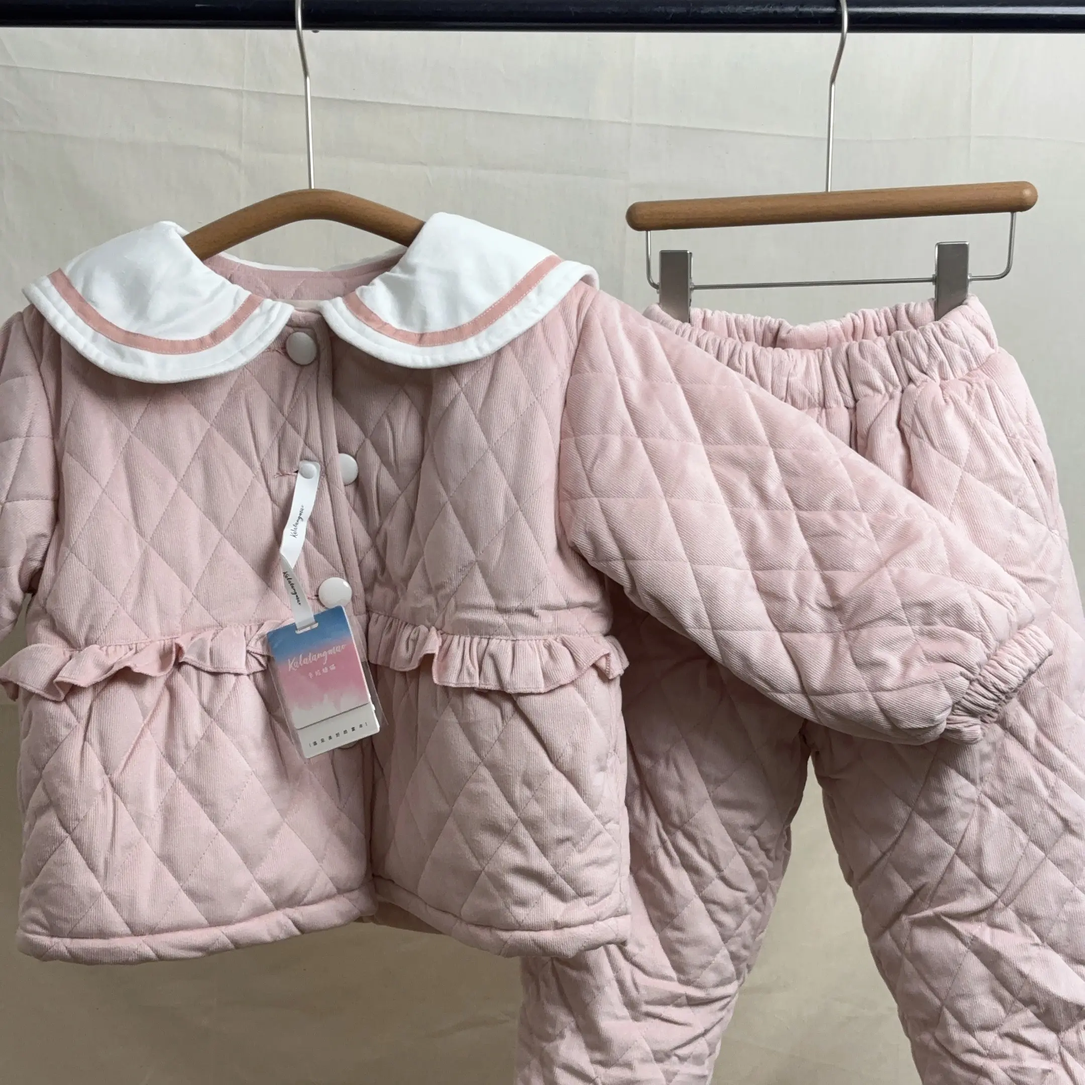 小童女童加厚夹棉保暖家居服棉服儿童睡衣秋冬款珊瑚加绒韩版