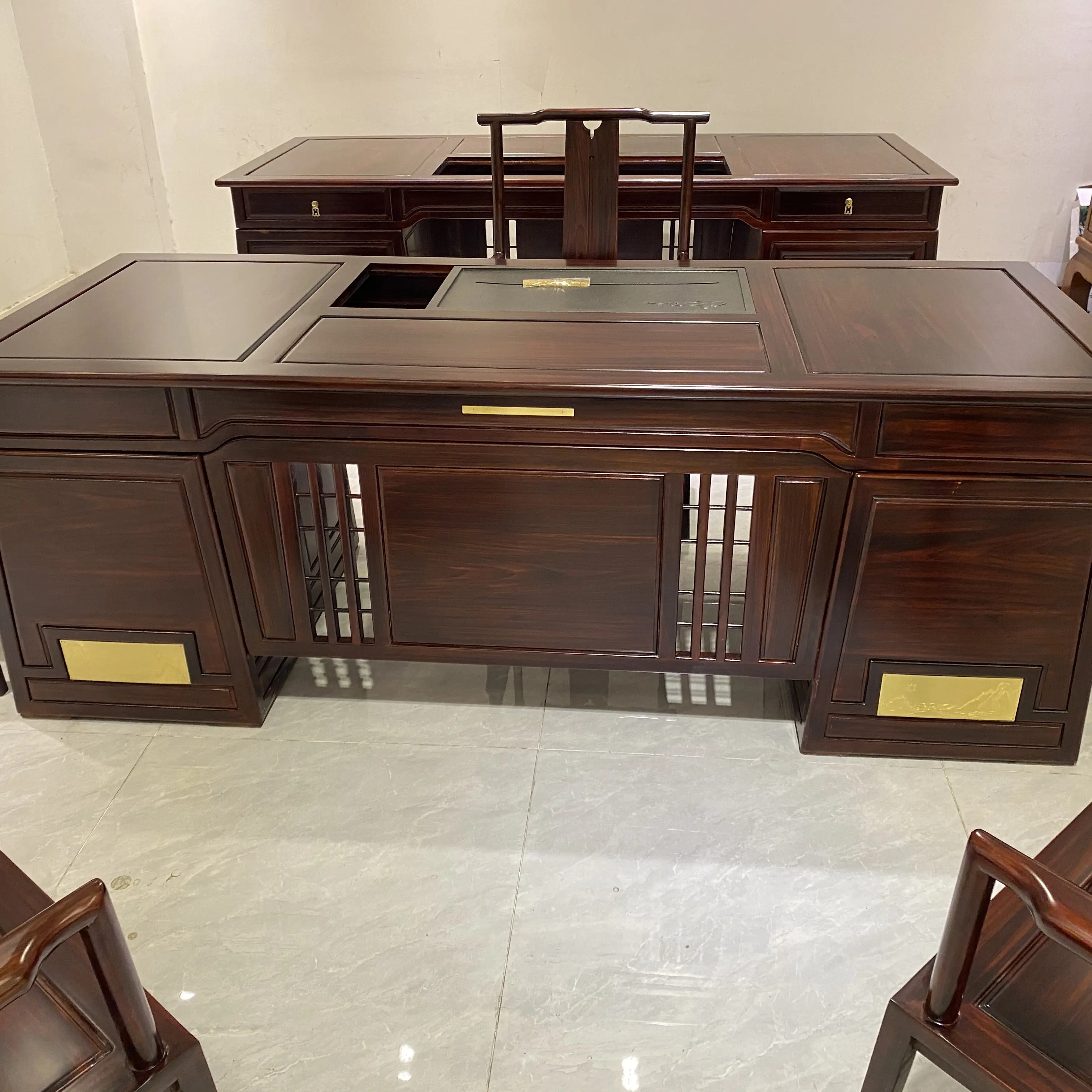 南美红酸枝新中式茶桌椅组合办公室家用茶几茶具套装一体泡茶台