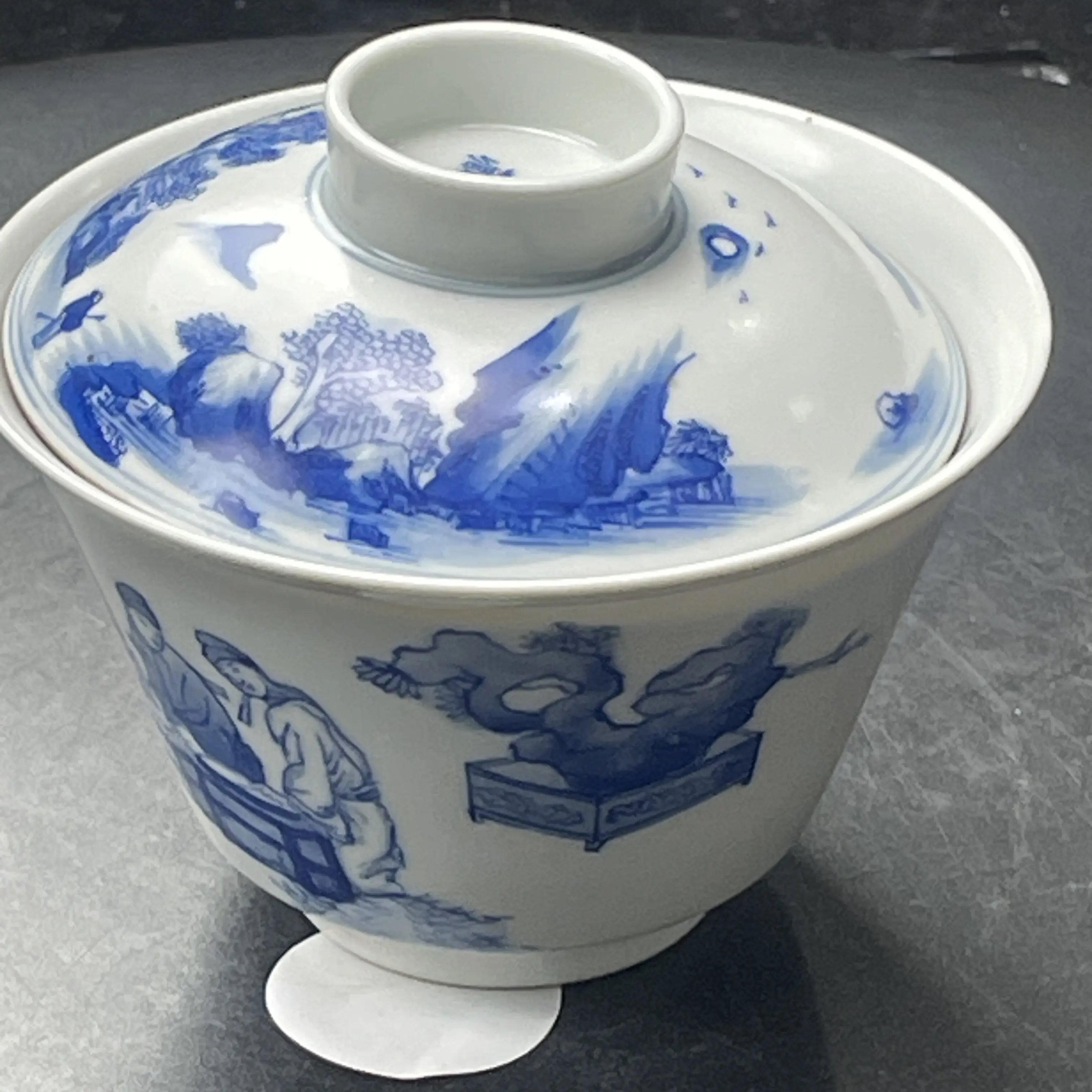 仿古瓷 仿古瓷纯手工青花人物茶盏011