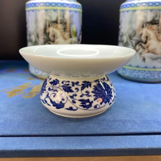 景德镇青花缠枝莲茶漏茶叶过滤器茶具配件