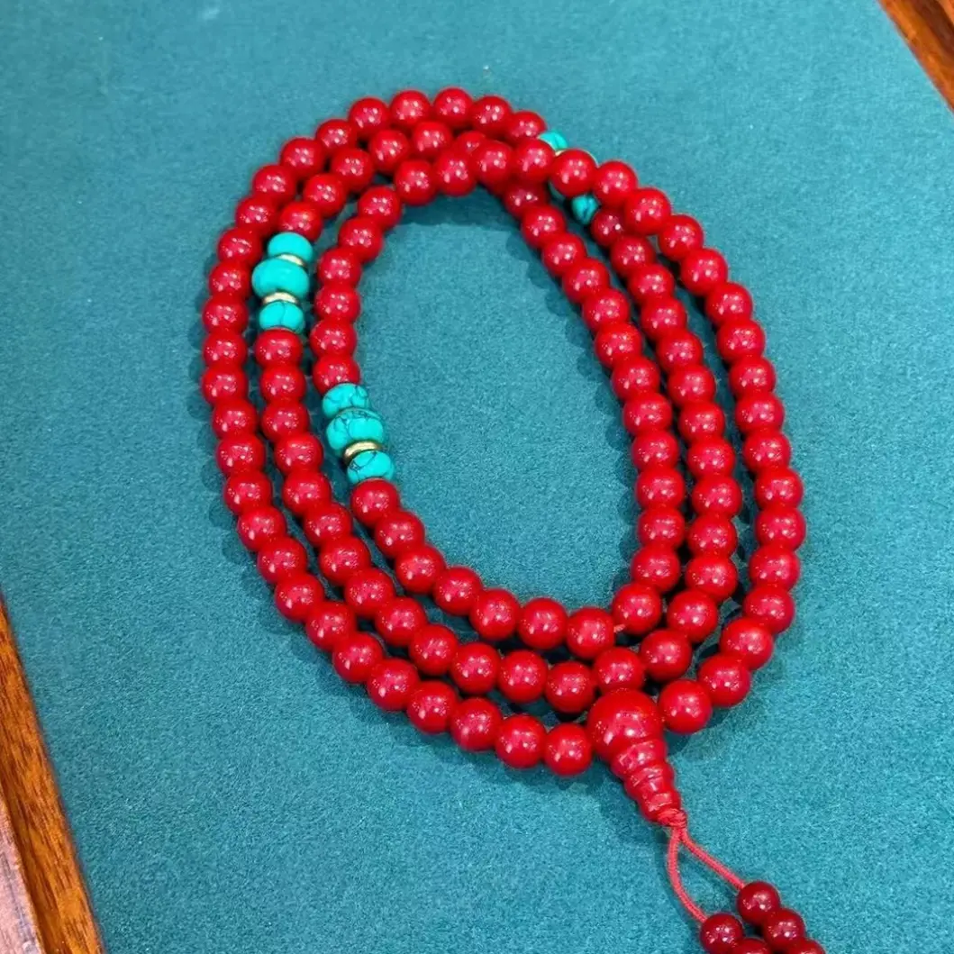 天然辰砂QL23精品朱砂三姑娘手串 所见即所得 【无礼盒】