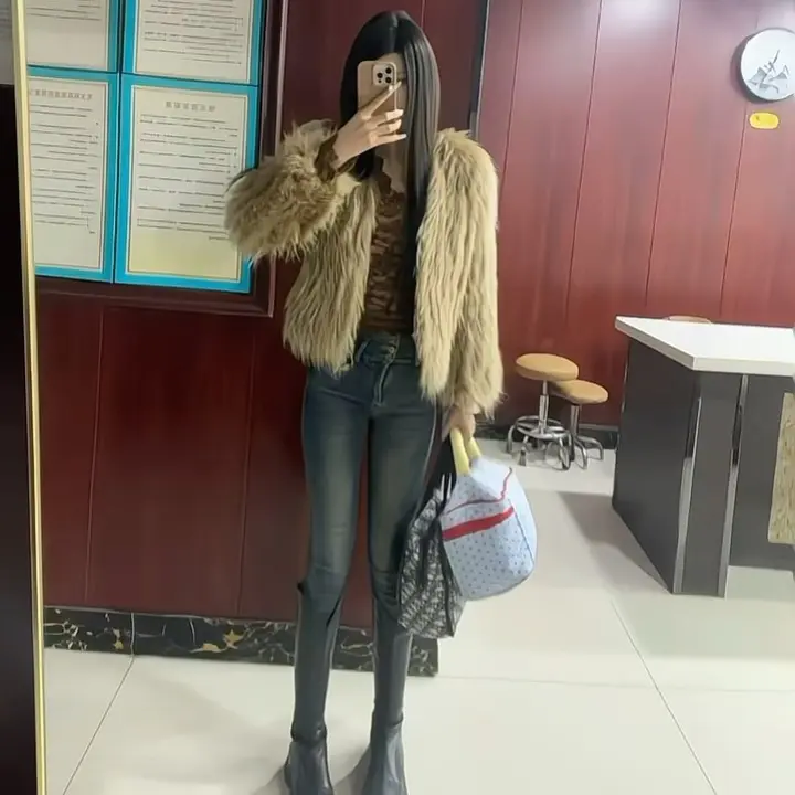 人造皮草 秋冬加厚百搭显瘦子毛皮草外套女款