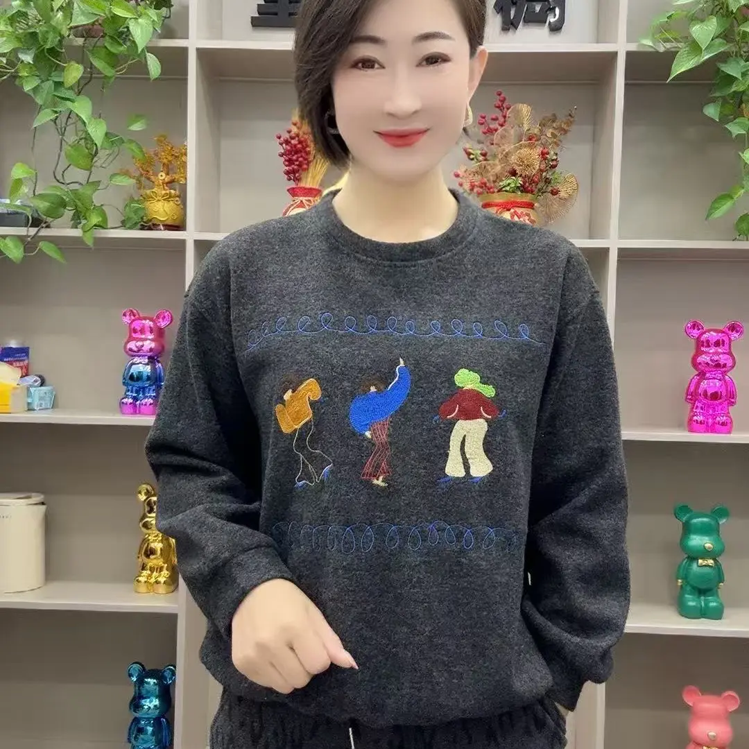 秋季新款圆领套头卫衣女韩系时尚减龄宽松显瘦百搭长袖上衣