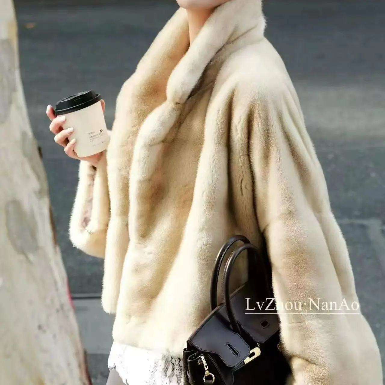 短款立领时尚水貂皮草外套女冬季洋气