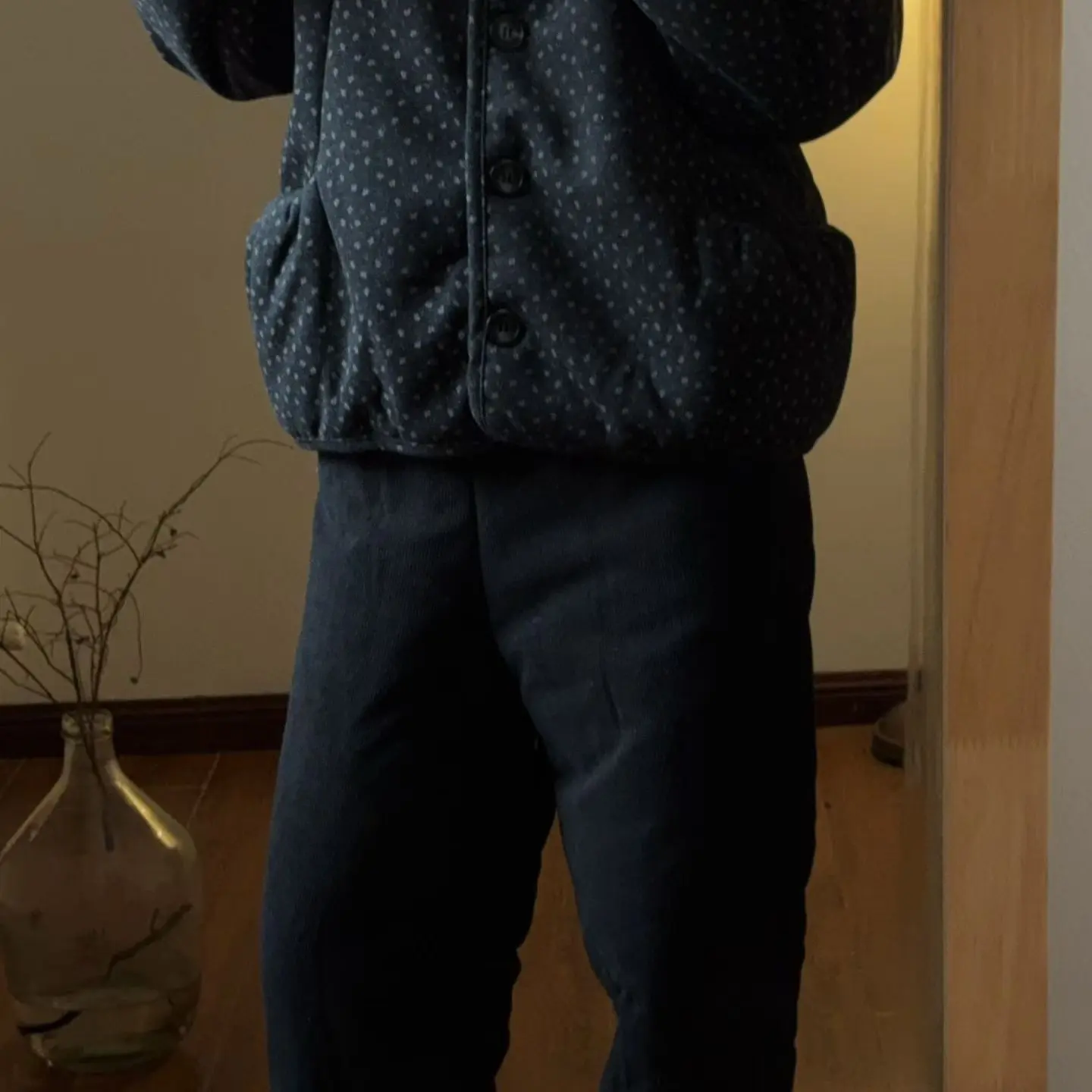 冬季三层加绒加厚波点蕾丝边可外穿女士保暖睡衣家居服套装