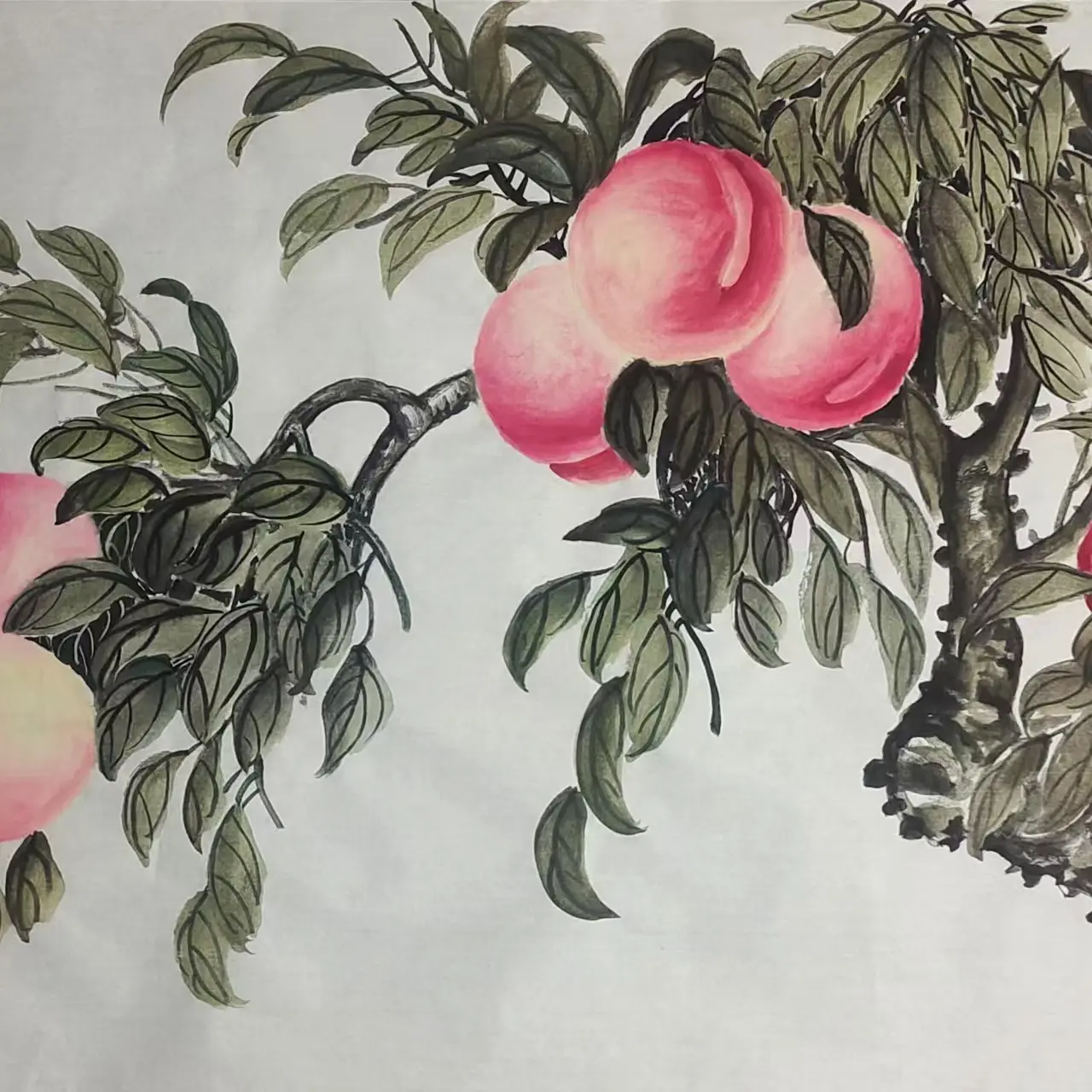 艺术家王朵手绘画作福寿图