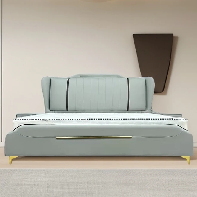 【主卧推荐】轻奢真皮大床双人床主卧现代简约婚床软包床FA2-1908#