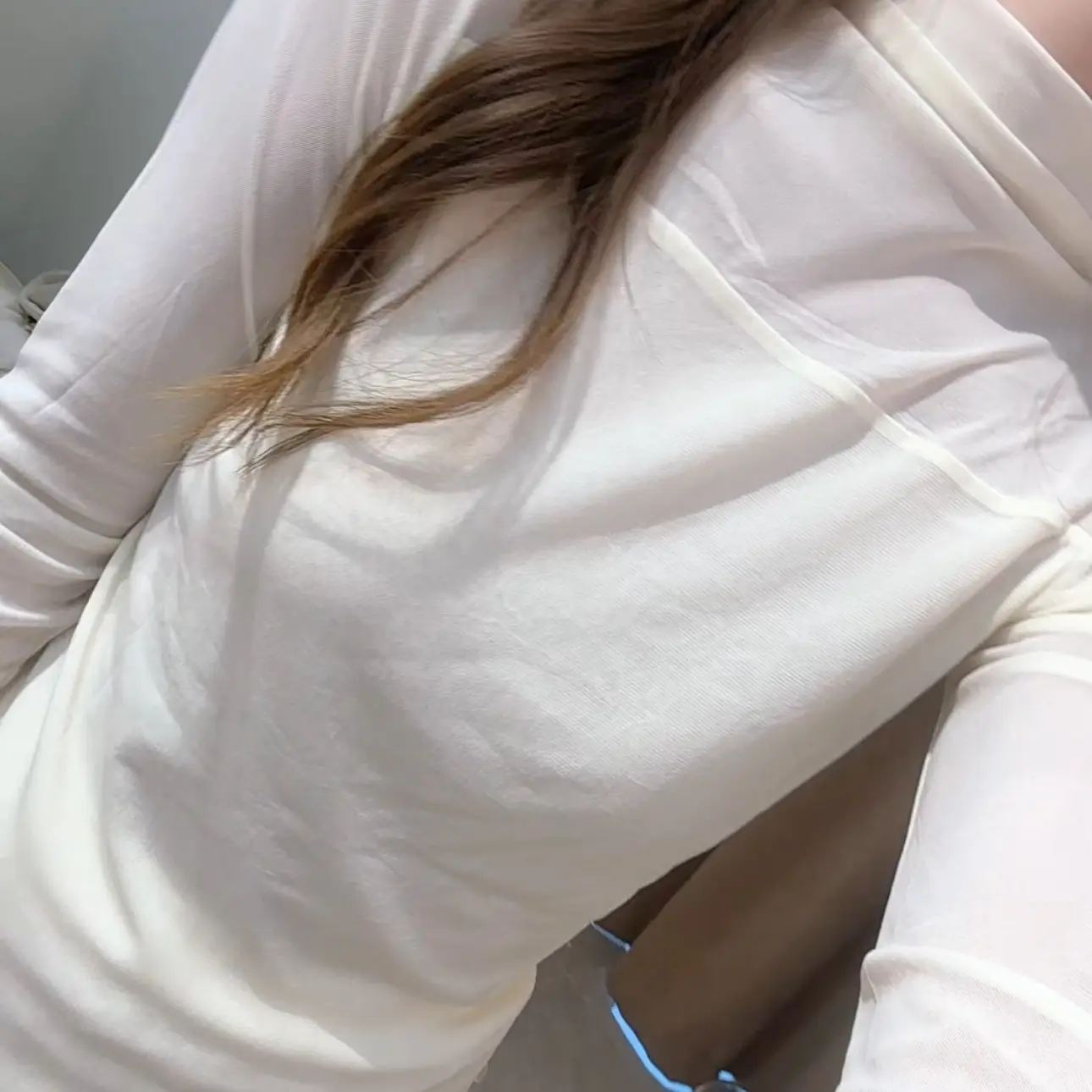 长袖有弹力半高领螺纹木耳边T恤百搭秋冬内搭保暖