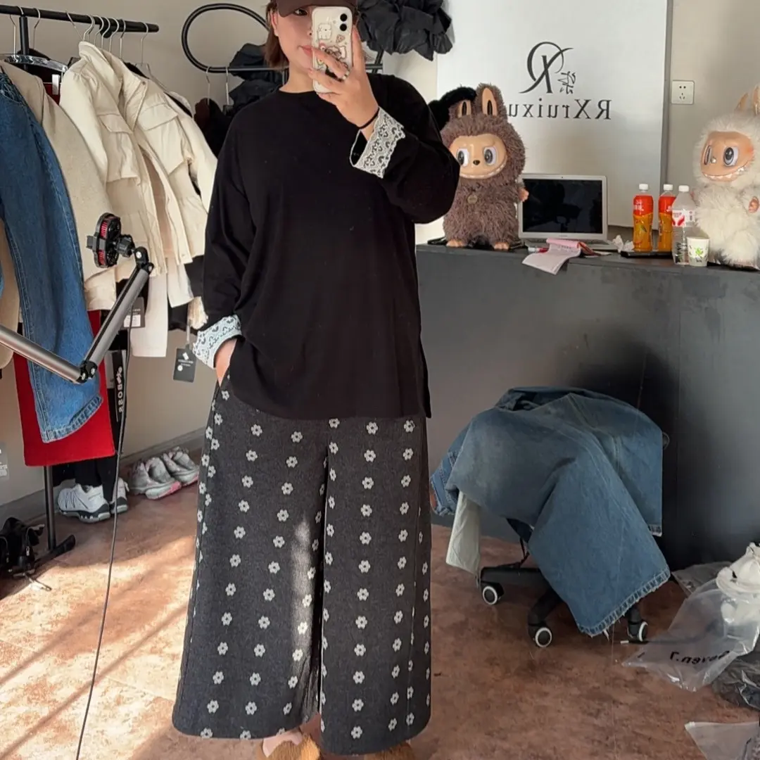 RX大码女装“有呢”系列八分阔腿裤百搭显瘦98111