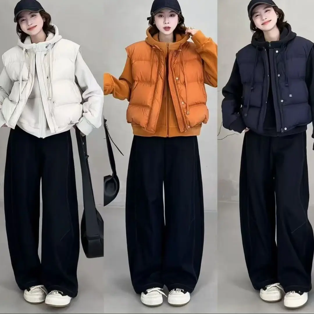 冬季马甲两件套摇粒绒羽绒休闲纯色韩版潮流时尚外穿外套
