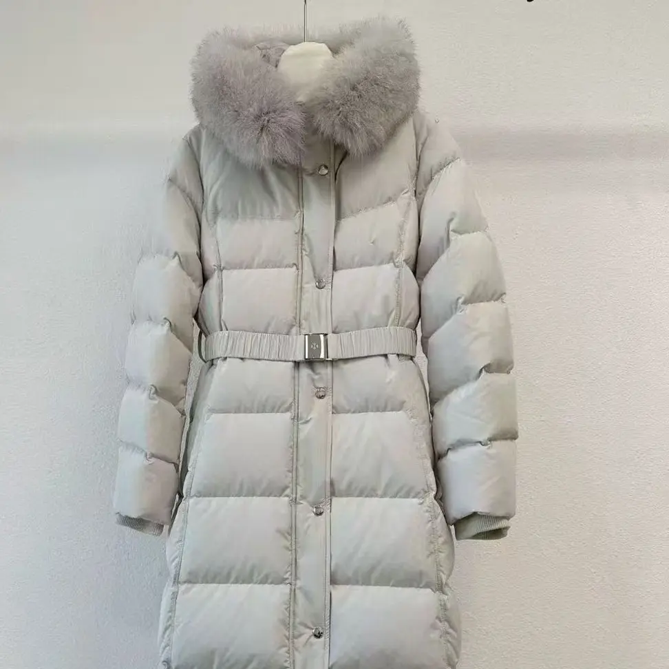 冬季新款韩版修身长款毛领保暖羽绒服