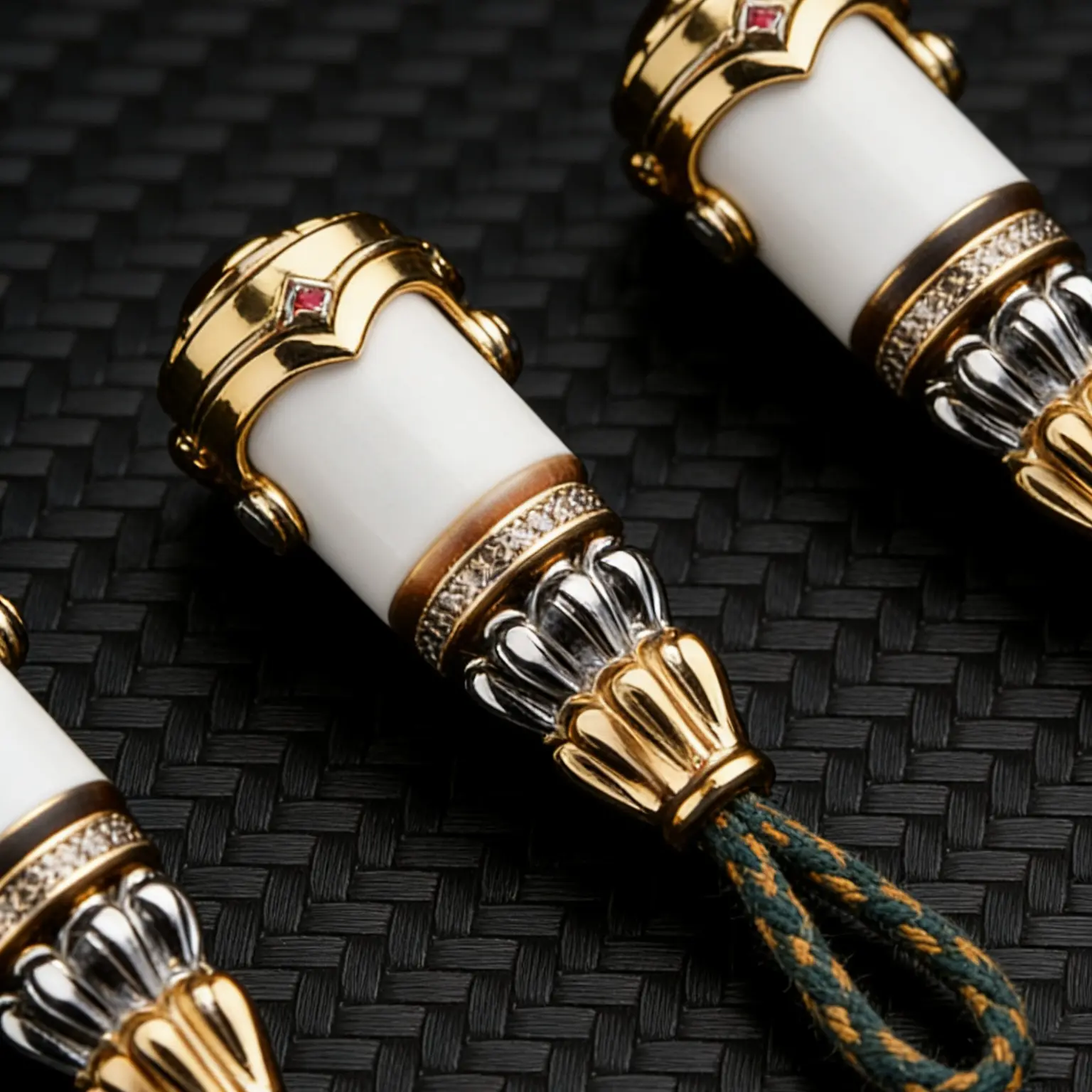 藏传珠改分体三通黑白剁珠文玩配饰顶珠腰珠对孔卡11mm