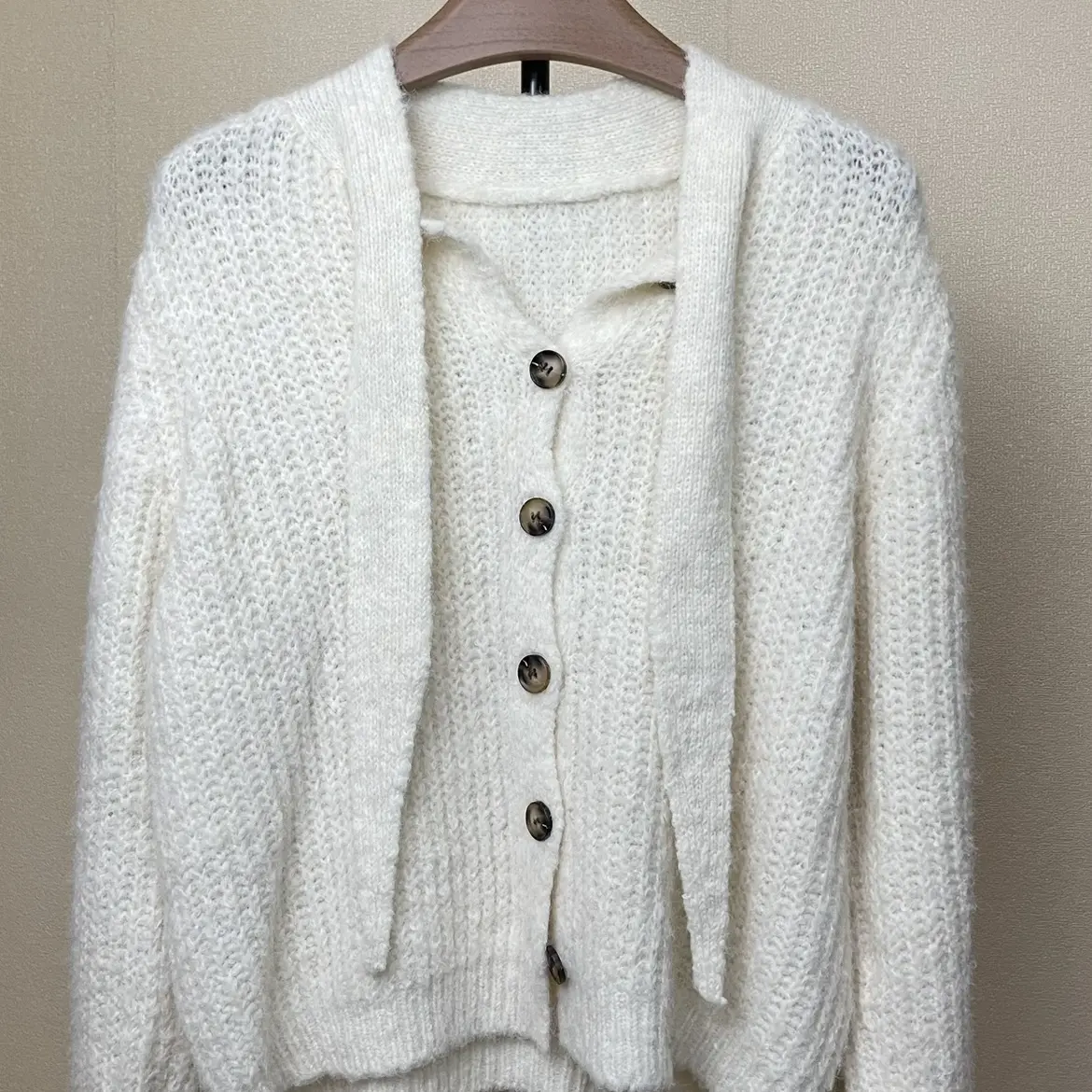 新款春秋宽松慵懒风系带针织开衫女上衣