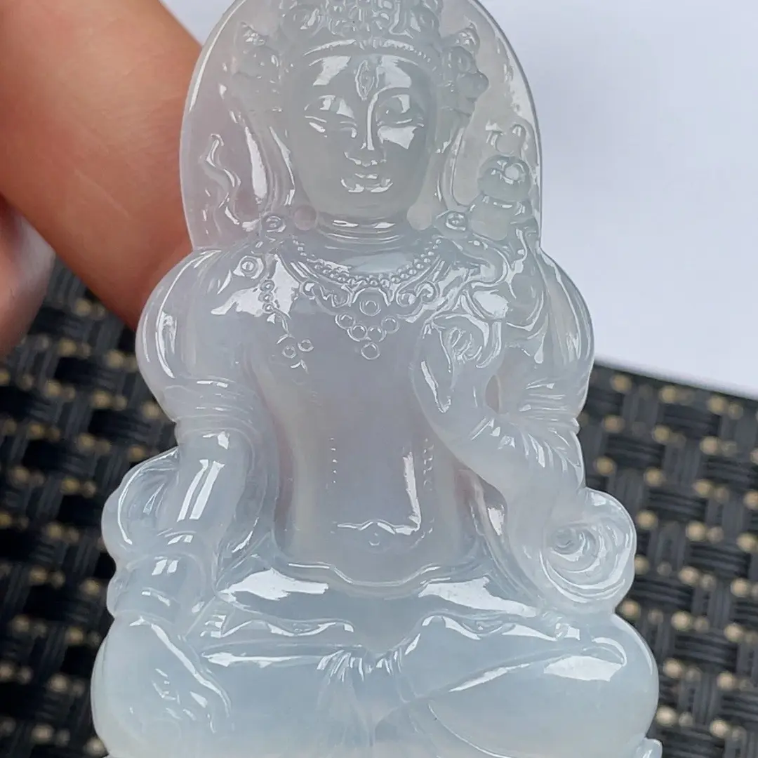 缅甸天然翡翠A货度母观音时尚吊坠带证书尺寸57.8×34.2×6.2