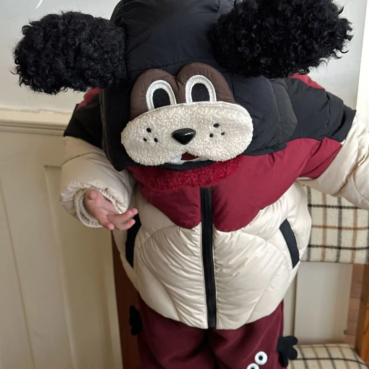 右子立体红狗拼色白鸭绒