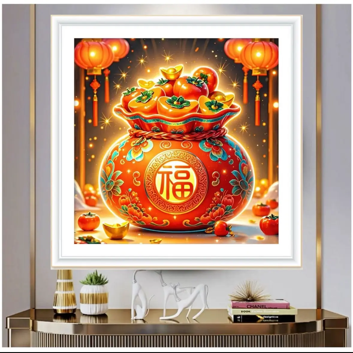 【自己绣】柿柿如意福75×75大格满绣十字绣