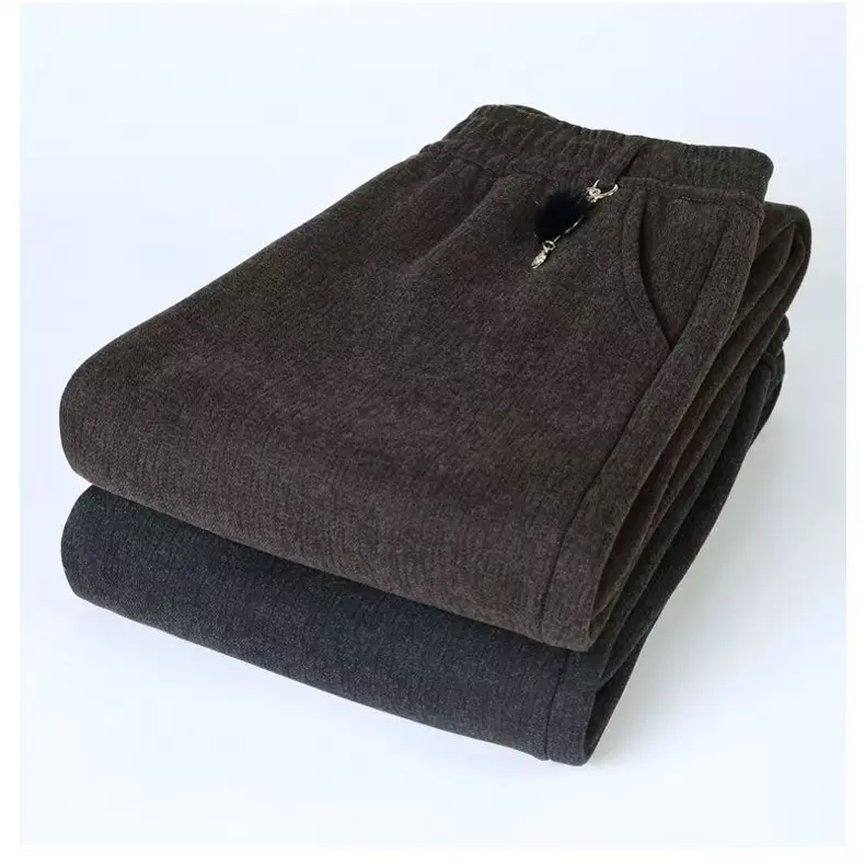 秋冬中老年妈妈高腰休闲加绒加厚宽松直筒大码女裤暖裤