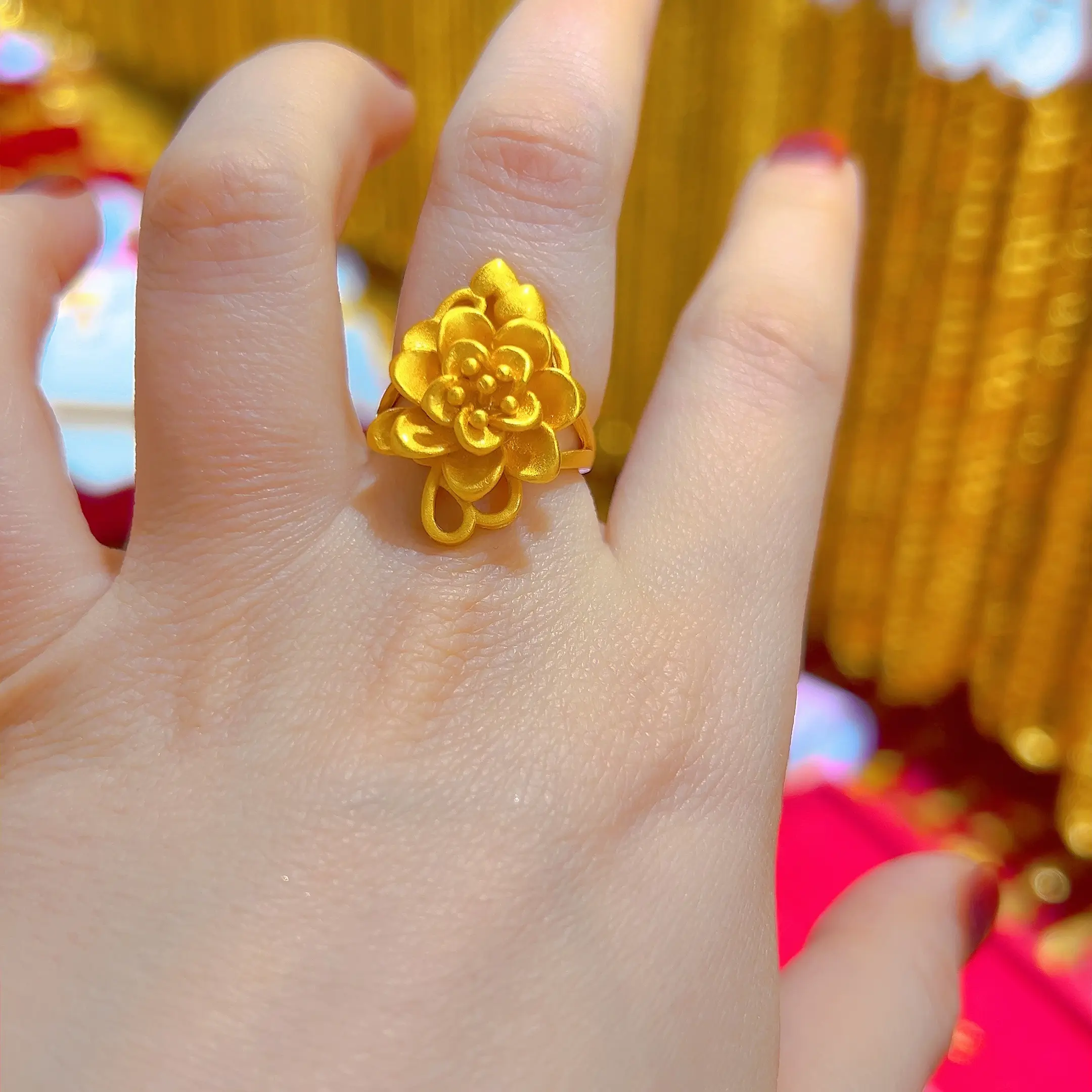 合金戒指 耐看花朵女士可调节百搭小戒指