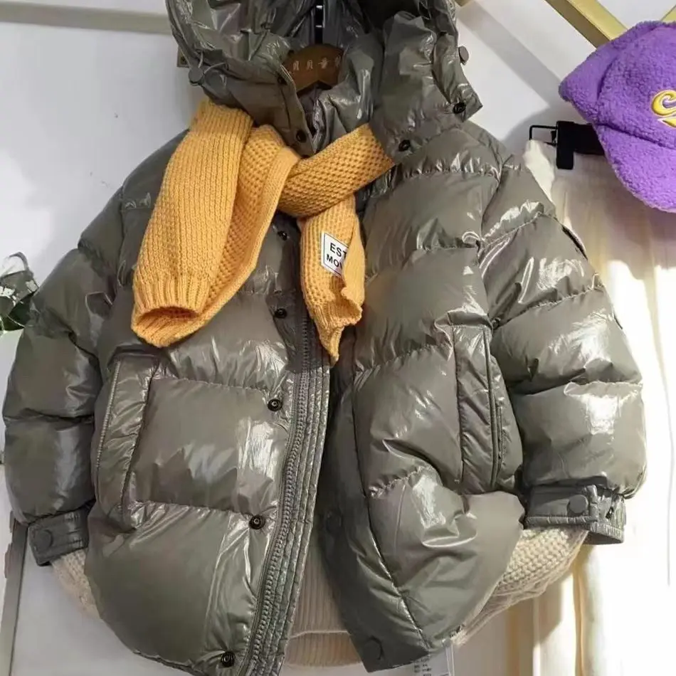 新款韩版儿童冬季加厚连帽白鸭绒三防休闲宽松