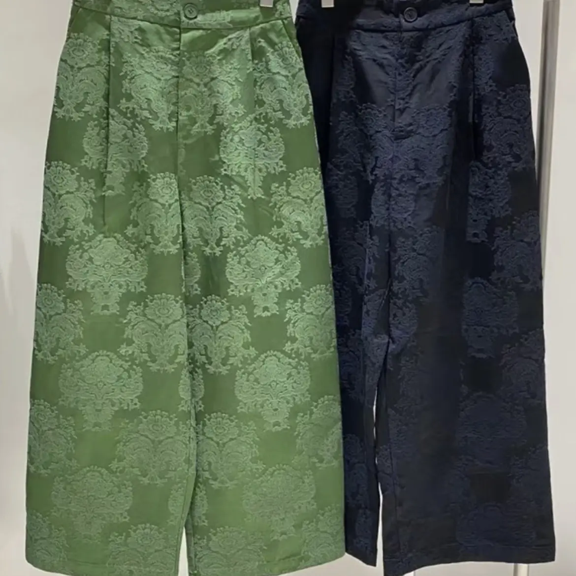 浮雕提花新中式国风宽松显瘦直筒休闲裤