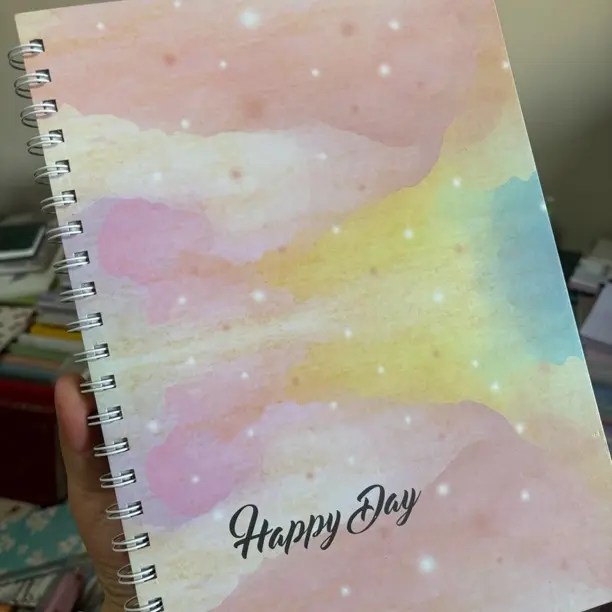 外单A4线圈硬壳本横线本简约风happy day