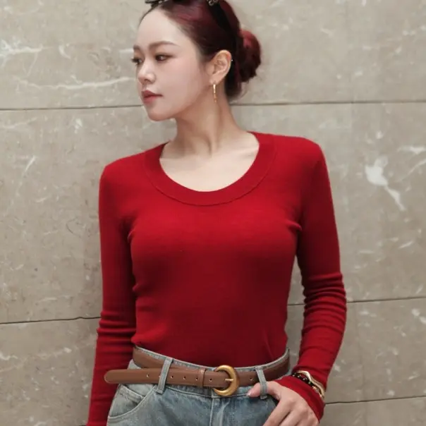 【25年V+秋冬主推】U型领针织 百分百美丽诺羊毛修身型