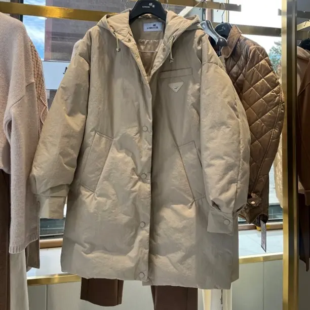 秋冬休闲连帽单排扣长袖羽绒外套时尚百搭