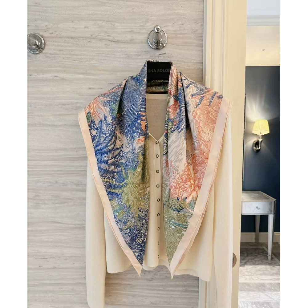 NINASOLOR热带雨林福宝保暖秋冬丝巾大方巾女士披肩气质百搭外搭