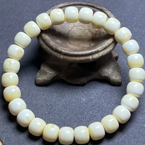 天然原矿蜜蜡白蜡精工手串 尺寸9mm