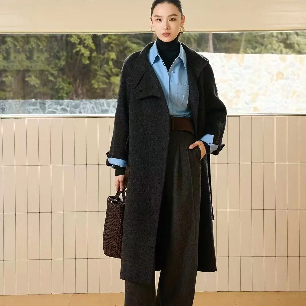 【纳纹】双面立领防风气质双面呢大衣秋冬百搭