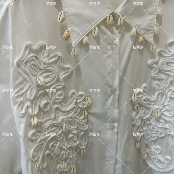 黎黎家设计感重工贝壳花朵图案百搭女士衬衫38
