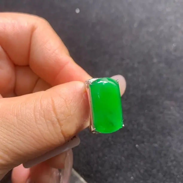 冰阳绿银镶嵌马鞍男款百搭活动圈口