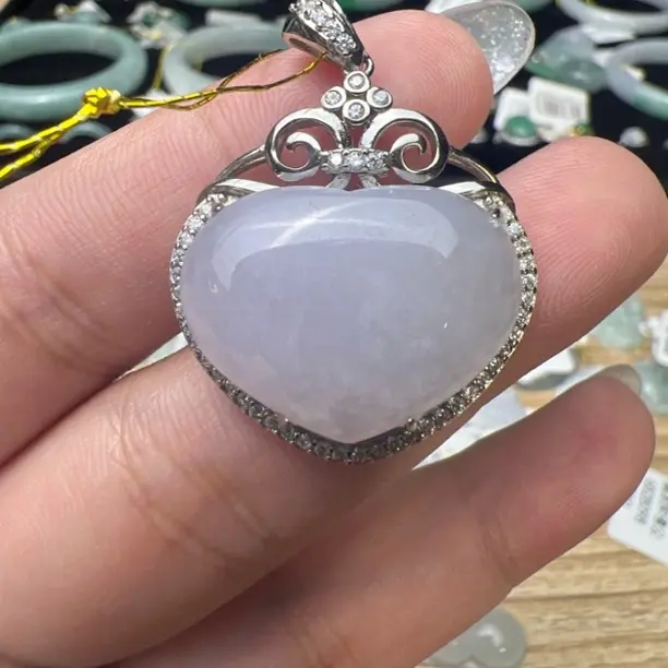 925银翡翠爱心吊坠时尚挂件