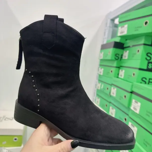 法式复古厚底粗跟短靴秋冬百搭舒适女靴